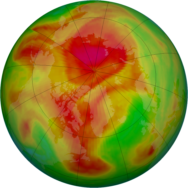 Arctic ozone map for 14 April 1991